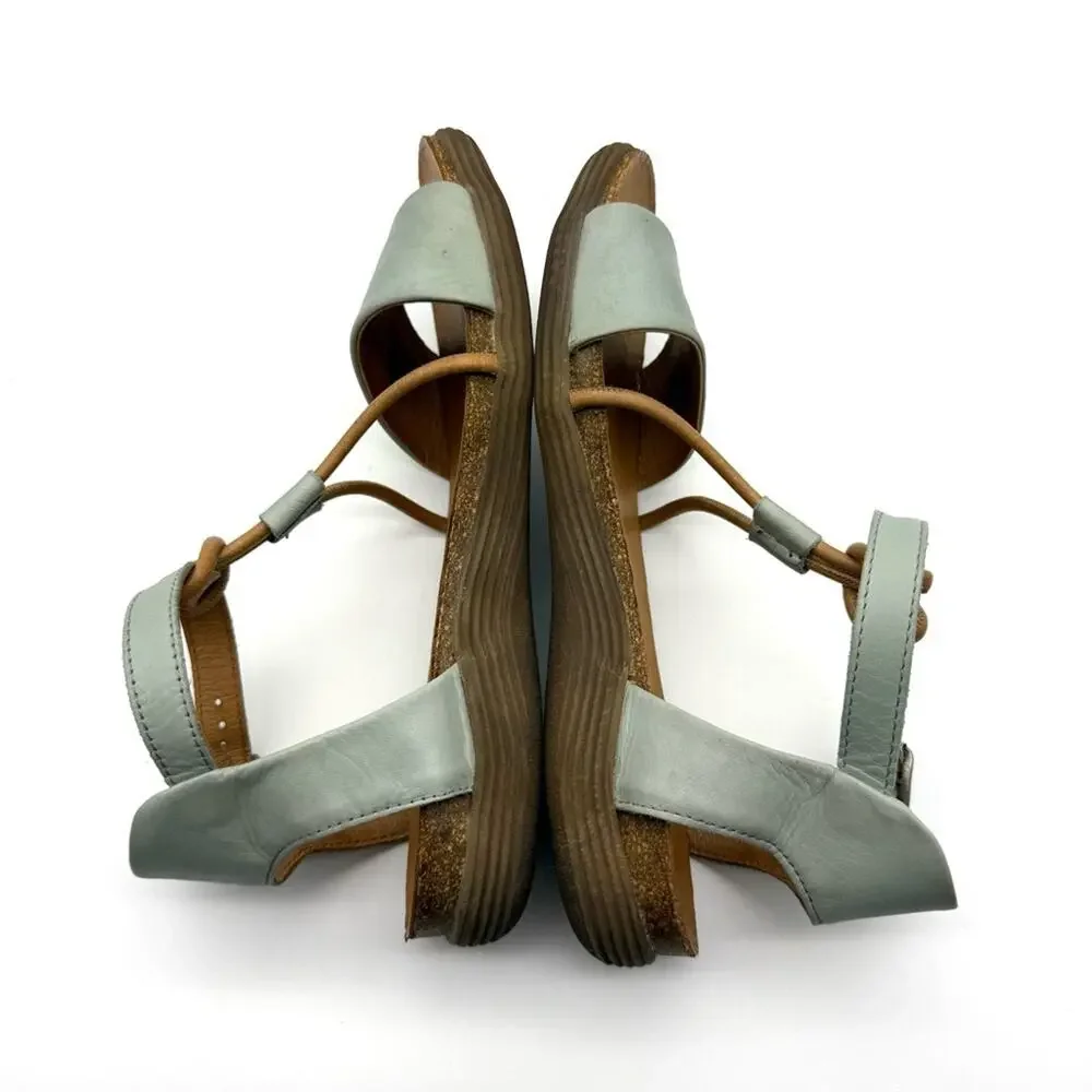 Miz Mooz Medina T Strap Leather Sandal Aquamarine Blue EU 37 US 6.5-7 - Picture 6 of 15